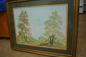 lot 29 image: Water colored Painting of Trees Signed Stockton