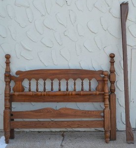 lot 31 image: Spindle Headboard, Footboard Bed Frame (Metal Side Bars)