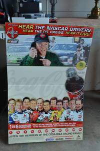 lot 37 image: Nascar Coca-Cola Lightweight Corrugated Sign - Includes #3 Dale Earnhardt, #18 Bobby Labonte - #20 Tony Stewart, #99 Jeff Burton