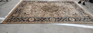 lot 9 image: Large Wool Area Rug with Hemispheres Tag 9ft. X 9ft.