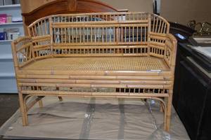lot 1 image: Bamboo and Cane Seat Bench