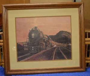 lot 42 image: Framed Print of Train 700 signed by JB Deneen 30W x 26 Tall