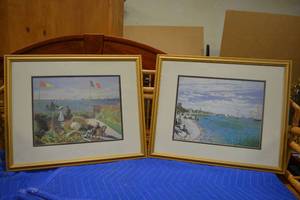 lot 44 image: Two Prints signed Claude Monet Including Terrasse at Sainte-Adresse 22W x 18 Tall