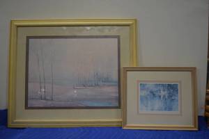 lot 48 image: Larger Tree Painting signed G. Gui Liani 25W x 21 Tall, and Brent Heighton - Timeless