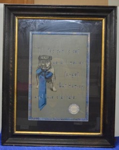 lot 49 image: Yale Bulldog Poster tag on back says from 1909 Framed and Matted 24W x 30 Tall