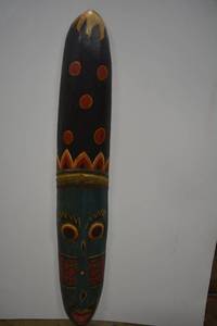 lot 54 image: Hand Carved Totem Pole with Hollowed Back 6W x 40Tall