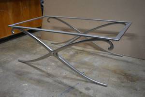 lot 23 image: Contemporary Silver Frame Coffee Table 50L x 28D x 18 T  (No glass Top)