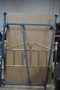 lot 18 image: Full Size Brass Headboard and Metal Bed Frame