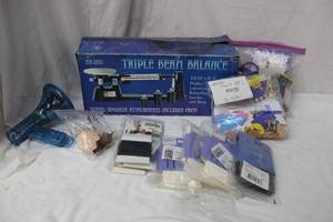 lot 102 image: Triple Beam Scale (Still in Box), Tights, Angel Craft Kits, Toys