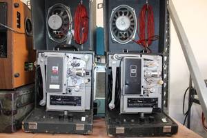 lot 124 image: Two Vintage Kodak Pageant Sound Projectors 250S with Sticker From Movie Film Service