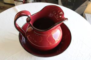 lot 140 image: Red Pitcher and Basin Set form Signature Home Collection
