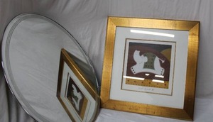 lot 158 image: Wall Art and Oval Mirror Limited Edition signed Silk Road III   389600 (Sticker on Back says Gallerie LeVasseur�