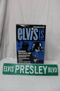 lot 160 image: Elvis Animated Lamp and Metal Road Sign (Lights, Sound and Motion Tested - needs Lightbulb for lamp)