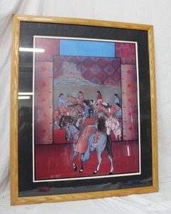 lot 171 image: Native American Print with Horses 31x37 (Amado Pena- no signature)