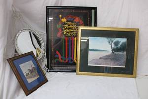 lot 194 image: Red River Proof Copy signed by artist 22x18, Texas Festival Poster, Texas Mailbox Print with signature on back, White Wire Framed Mirror