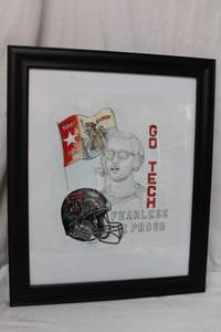 lot 196 image: Framed Texas Tech Drawing 19x23 signed by artist Larry Bridges