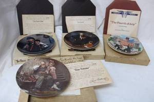lot 203 image: 4 Collectors Plates 3 are Norman Rockwell, One is The Fourth of July by Don Spaulding