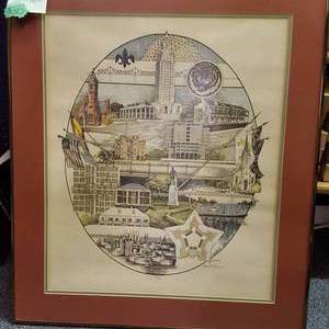 lot 192 image: LSU Tigers Limited Edition Drawing signed Campbell 1981 #1920  25x29