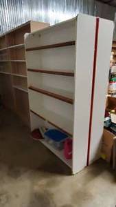 lot 228 image: 6.5 Ft.. Tall White Double Sided Bookshelf CONTENTS NOT INCLUDED