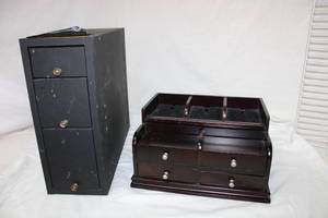 lot 68 image: Desk Shelves- 3 Drawers Unit (Heavy could be used for tools) and Office or Bedroom Storage Unit