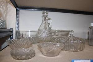 lot 239 image: Clear Cut Glass Bowls and Pitcher