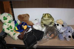 lot 249 image: Stuffed Animals, Bear Outfit and Rubber Toad