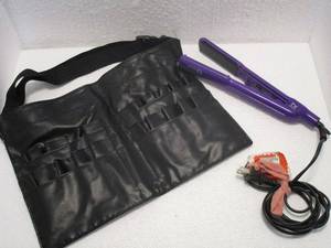 lot 125 image: PROFESSIONAL MAKEUP BRUSH BELT &amp POWER IQ HAIR STRAIGHTENER