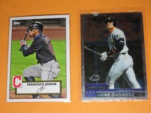 lot 139 image: 2021 TOPPS FRANCISCO LINDOR SIGNATURE CARD, 2000 TOPPS JOSE CANSECO CARD