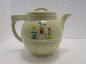 lot 80 image: VINTAGE DRIP-O-LATOR TEACOFFEE POT W FLORAL PANEL DESIGN.&nbsp
