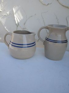 lot 181 image: BEAUTIFUL HANDMADE AND PAINTED POTTERY PITCHERS