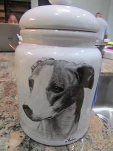 lot 54 image: ROSALINDE PORCELIAN DECANTER Dog Treat Canister Cookie Jar   VLADIMIR DOG