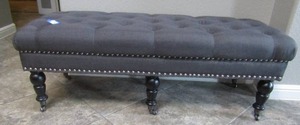 lot 77 image: SOFA BENCH  GREY ON CASTORS BY LINON HOME DCOR 49 BY 19 BY 17