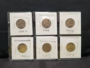 lot 34 image: Jefferson Nickel - Old - selection of 6