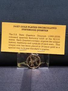 lot 43 image: 24Kt gold plated uncirculated statehood quarter - New York 2001