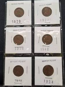 lot 46 image: Wheat Penny - selection of 6 - 1920 - 1954