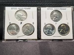 lot 49 image: Wheat Penny - steel - selection of 6 - 1943D, P, and S