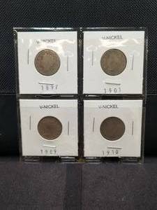 lot 55 image: V- Nickels - 1897, 1901, 1909, and 1910