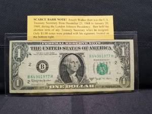 lot 82 image: Dollar Bill - Joseph Bar note - 1963