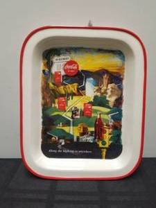 lot 41 image: Coca Cola Porcelain trayplatter - Along the Highway to anywhere