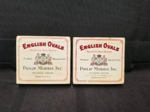 lot 30 image: Vintage English Ovals - Philip Morris cigarette packs - empty - Qty of 2