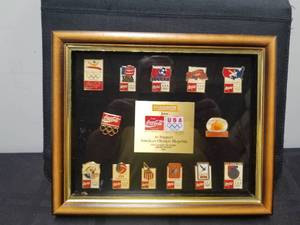 lot 15 image: Framed Coca Cola - Olympic Limited Edition Collectors pin series