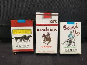 lot 98 image: Selection of 3 vintage unopened candy cigarette packs