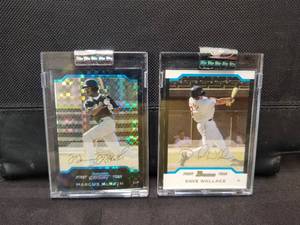 lot 147 image: Marcus MacBeth First Bowman Chrome & Dave Wallace First Bowman baseball cards