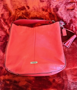 lot 10 image: Coach Handbag with Certificate - Coral