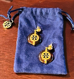 lot 77 image: Tory Burch Tortoise Shell Earrings with Original Bag