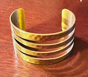 lot 80 image: Rustic Cuff Gold Tone Metal Bracelet