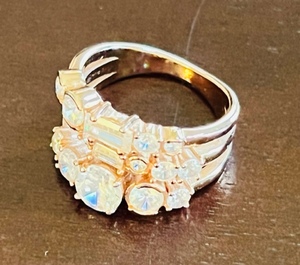 lot 98 image: Silver .925 Rose Gold Plated Clear Stone Ring