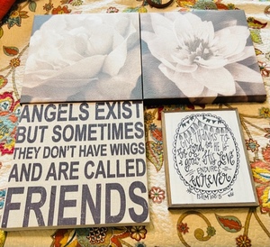 lot 126 image: Lot of 4 - Inspirational and Rose Wall Hangings