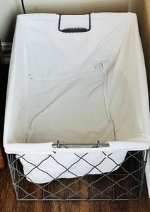 lot 143 image: Wire and Canvas Basket for Magazines and Living Room Items 20x15x12
