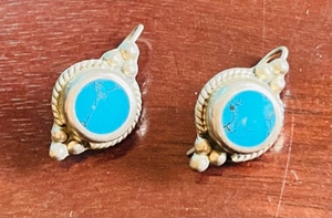 lot 168 image: Silver .925 Turquoise Earrings